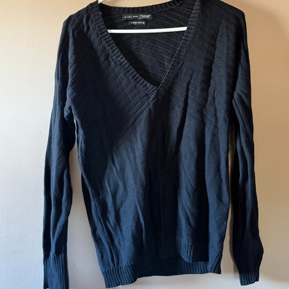 Deep V Neck silk linen cotton sweater